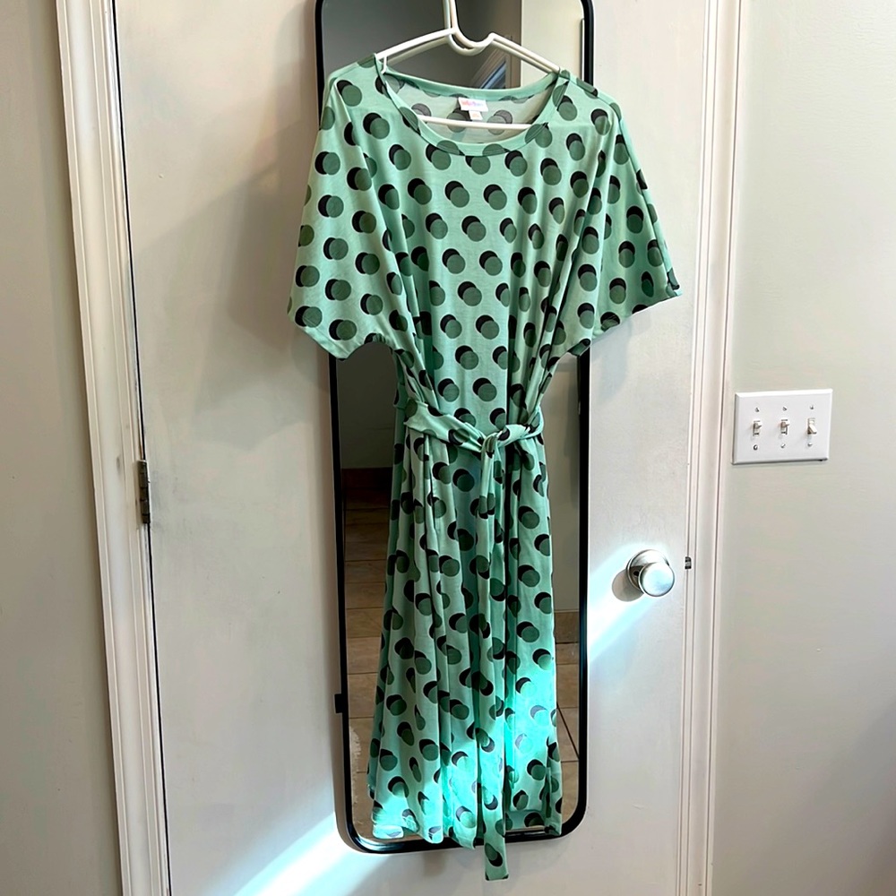 LuLaRoe 3X green polka dot dress w pockets